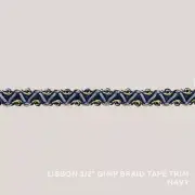 50 YARDS / Lisbon 1/2" Gimp Braid Tape Trim Navy / By the bolt