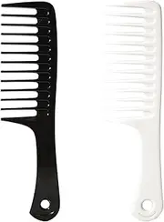 Fgail 2PCS Wide Tooth Comb for Curls - Large Tooth Detangling Comb for Wet & Dry Curly Hair - Women & Men (Black-White)