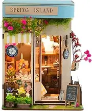 BTYMS DIY Flower Bookshop Kit - Miniature Wooden Dollhouse for Adults & Teens,Floral Book Nook Bookshelf Decor 3D Puzzle Craft for Family Friends (Blooming Garden House)