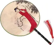 NOLITOY Vintage Chinese Hand Fan Round Dance Fan Handheld Silk Fan for Bachelorette Parties Wedding Fans Breeze-Boosting Cooling
