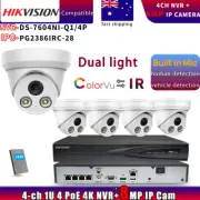 Hikvision Compatible 8MP Dual Light 4K IP Camera+DS-7604NI-Q1/4P NVR Systems lot