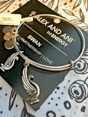 Alex and Ani SWAN Charm Silver Tone Bangle ~ Grace | Partnership | Love