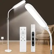 Koreal Floor lamp, 15W 900LM LED Floor Lamp for Living Room, 180CM Dimmable Standing Lamp with 5 Color Temperature Stepless Brightness, Eye Caring Reading Lamp with Remote Control, White