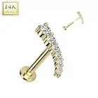 Piercing Labret Ear Yellow Gold 14 Carat Curved