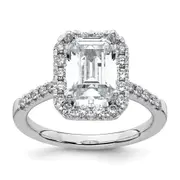 14k White Gold 14kw Lab Grown VS/SI+ G+ Diamond Emerald Halo Semi-mount Engagement Ring