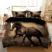 Brown Horse Quilt/Duvet/Doona Cover Set Single Double Queen King Size