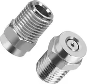 2pcs 0 Degree 1.2mm Orifice Diameter 304 Stainless Steel Pressure Washer Nozzle 1/4NPT Thread Spray Tip Replacement for Surface Cleaner Water Broom Undearriage Cleaner