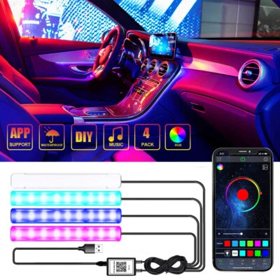 RGB LED Strip Car Atmosphere Interior Decor Lighting Ambient Lamp APP Control (for: Kia)