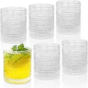 JPPSUJJ Cocktail Glasses 10 oz Hobnail Drinking Glasses Set of 6, Vintage Glassware, Textured Glass Cups Bubble Glasses Water Glasses Old Fashion Jupiter Glasses Set, Clear