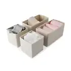 Set of 4 Linen Look Drawer Organisers Store Clothes Toys Shoes Collapsible Draw