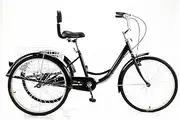 Adult Tricycles 26 Inch 3 Wheel Bikes Single Speed Three-Wheeled Bicycles Cruise Trike with Shopping Basket&Seat Back for Seniors Women Men, Tricycle