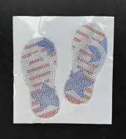 Patriotic Flip-Flop Rhinestone Iron-On Patch 9x10" – Red White Blue Footprints