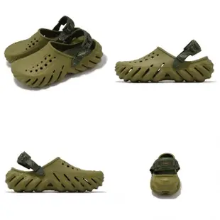 【Crocs】洞洞鞋 Echo Clog 男鞋 女鞋 蘆薈綠色 波波克駱格 涼拖鞋 休閒鞋 卡駱馳(2079373UA)