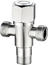 Faucet Angle Valve, 2 PCS Stainless Steel Bathroom Valve Two Way Angle Valve G1/2 Thread Water Inlet for Faucet Accessories for Home
