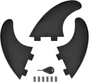 Dual Tab Surfboard Thruster FR1 Fin Set – 3 Medium Fiberglass Fins with Key & Screws for Longboards & Shortboards (Black)