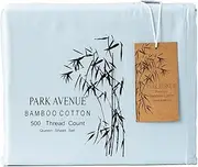 Park Avenue 500 Thread Count Natural Bamboo Cotton Bed Sheet Set, Double, Mid Blue