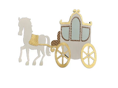 Cinderella Inspired Horse & Carriage Paper Piece Handmade For Scrapbooks Journal