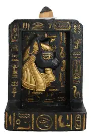 Egyptian Goddess Of Protection Bastet Hieroglyphs Backflow Incense Burner Decor