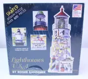 Roger Bansemer Lighthouses USA 2000 NIB 600 Piece Jigsaw Puzzle Great American