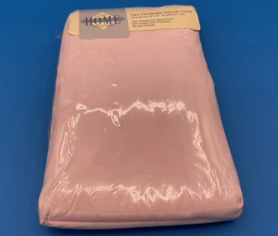 JC PENNY The Home Collection Two Standard Pillow Cases Pink VINTAGE NEW NICE!