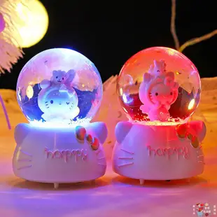 Hello kitty 凱蒂貓 KT 八音盒 音樂盒 水晶球 可愛貓咪雪花擺件小女孩兒童生日禮物送女友😄😄