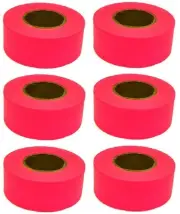 Hanson 17003 150 ft Glo Pink Vinyl Flagging Tape Marking Ribbon - 6 Rolls
