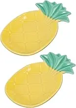 Zerodeko 2pcs Ceramic Pineapple Shape Seasoning Dish Stylish Dipping Sauce Plate for Appetizers Versatile Mustard and Vinegar Holder and Decorative Kitchenware Yellow