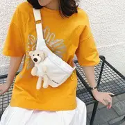 Bear Applique Canvas Sling Bag White - One Size
