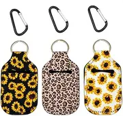 Party Girl Kim Hand Sanitizer Holder - Travel Size Hand Sanitizer Keychain, Attaches Easily to Your Purse, Backpack, Diaper Bag with Key Ring Carabiner Clip for 1 oz Bottles Sunflower Leopard