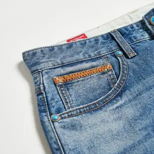 EDWIN 加大碼 BLUE TRIP系列 刷破丹寧中直筒牛仔褲(拔洗藍)-男款