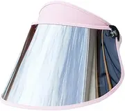 [Minkissy] Summer Reflective Lens Visor Hat for Adults Sun Shielding Accessory for Outdoor Travel Pink Breathable High Strength Material