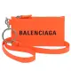 【Balenciaga 巴黎世家】經典品牌LOGO烙印可拆掛式信用卡零錢包(螢光橘)