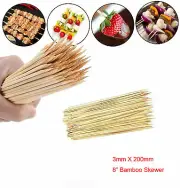 2400 Pcs 8" inch 3mmX200mm Bamboo Skewer Sticks BBQ Fruit Kebab Grill Bulk Buy