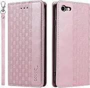 Case for iPhone 6 Plus iPhone 6S Plus, Leather Flip Wallet Case Card Slots Kickstand Wrist Strap Protective Magnetic Phone Case Cover for Apple iPhone 6 Plus/6S Plus - Rose Gold