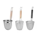 Wooden Handle Noodle Funnel Thickened Fine Mesh Sieve Spoon Kitchen Gadgets
