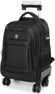 360° Rotating Water Resistant Rolling Backpack with 4 Removable Wheels for Adult