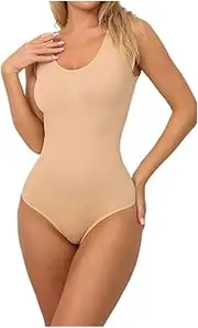 [Generic] Women's Sexy Plunge Deep V Neck Sleeveless Shapewear V Backless Tank Thong Bodysuits Tops