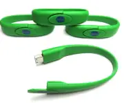 4 GB USB Flash Drive Wrist Band Bracelet Green 4 Pack