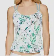 $75 Next Women's White Floral Capri Third Eye 4 Tankini Top Swimwear Size S