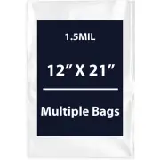 1.5Mil 12" X 21" | LDPE Clear Flat Poly Bags, Flexible & Durable | Multiple Bags