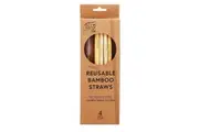 WHITE MAGIC REUSABLE BAMBOO STRAWS + CLEANING BRUSH - SET 4