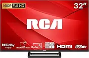 RCA 32 Inch FHD TV, Bezeless Design Freeview Dolby Digital Audio Full HD Television, DVB T2/S2 1080P LED Backlighting Display TV, HDMI USB RF CI Monitor PS5 Xbox, Small TV Bedroom Kitchen