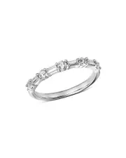 Bloomingdale's Fine Collection Diamond Baguette & Round Band in 14K White Gold, 0.50 tcw