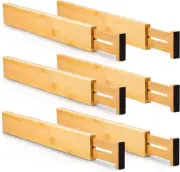 NNEDSZ 6 Pack Bamboo Adjustable Kitchen Drawer Dividers (Large, 44-55 cm)