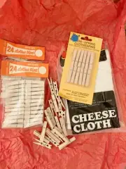 78 Spring-Loaded 1-7/8" MIni Clothes Pins +2 Yards 100% Cotton Cheese Cloth BNIP