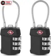 TSA Luggage Locks (2 Pack),Big Digit Easy Read Dials TSA Approved Cable Luggage