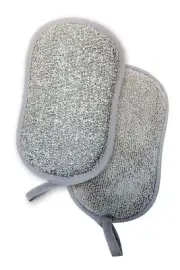 2-PACK - Safe Scouring Pad and Sponge Combo - Washable Microfiber Cover