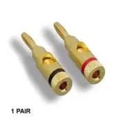 [10X] 2x Open Screw Type Banana Plugs Gold-plated Connector Audio Speaker Sound