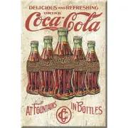 Coca-Cola 5 Bottles Retro Style Soft Touch Magnet Beige