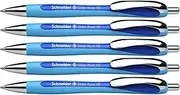 Schneider Slider Rave XB (Extra Broad) Ballpoint Pens, Refillable + Retractable, 1.4 mm, Light Blue Barrel, Blue Ink, Box of 5 Pens (132503)